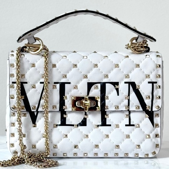 Valentino Garavani Handbags - Valentino Garavani Rockstud Spike VLTN  Leather Medium Chain Top Handle Purse